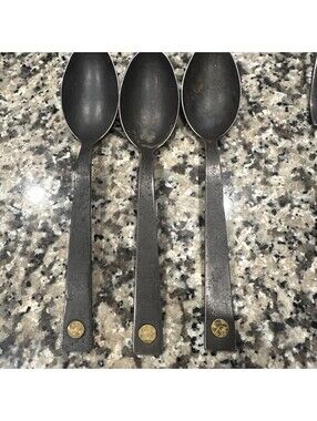 Hammered Steel Rivet Flatware 3 Spoons Jefferson Mack Rare Restoration Hardware
